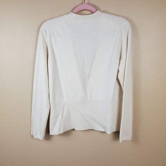 Talbots Cream 100% Cashmere One Button Cardigan Size L - Picture 6 of 12